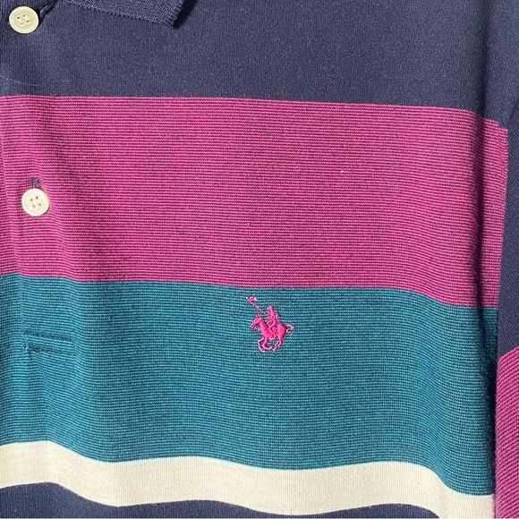 Vintage Knights Of Round Table Striped Color Block Polo Shirt Men's Size Large - Picture 13 of 15